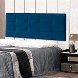 Cabeceira Painel Casal King 1,95m Roma Suede Azul Marinho Dal Poz Estofados