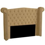 Cabeceira Casal Queen Size Estofada Para Cama Box Ayla Veludo Cor Bege Médio