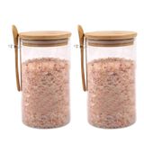 Pote Hermético Mantimentos Vidro Tampa De Bambu 600ml