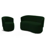 Kit Poltrona E Namoradeira Aisha Orgânica Veludo Verde Escuro - Desk Design