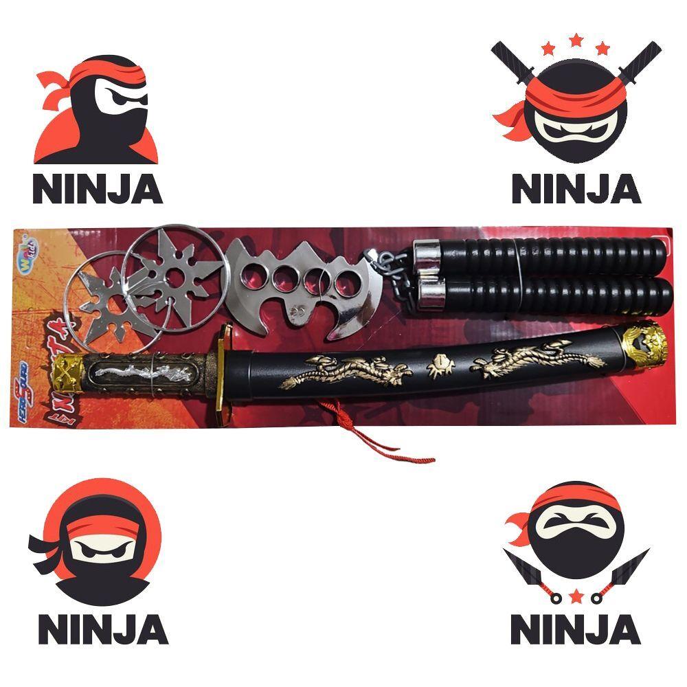 2 Kits Ninja Espada Katana Nunchako Shuriken Infantil Samurai - Carrefour