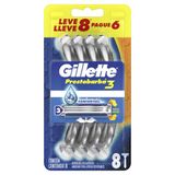 Aparelho De Barbear Descartável Gillette Prestobarba3 Leve 8 Pague 6 Unidades