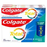 Creme Dental Colgate Total 12 Whitening E Advanced Fresh, Leve 6 Pague 5, 6x90g