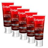 Kit 5 Creme Dental Colgate Luminous White Carvão Ativado 70g