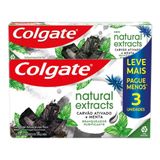 Creme Dental Colgate Natural Extracts Carvão Ativado E Menta 3 Unidades 90g Leve Mais Pague Menos