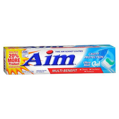 Pasta De Dente Em Gel De Flúor Anticavidade Aim Ultra Mint 5,5 Onças Da Aim (pacote Com 4)