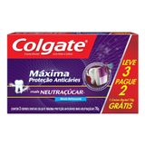 Kit Creme Dental Colgate Maxima Protecao Anticaries Mais Neutracucar 3un Com 70g Cada