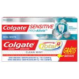 Kit Creme Dental Colgate Sensitive Pro Alivio Real White 110g Total 12 Clean Mint 90g