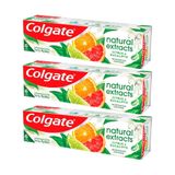 Kit 3 Pasta De Dentes Colgate Natural Extracts Reinforced Defense 90g