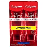 Colgate Optic Renovação Dentes Clareando Pasta De Dente Com Flúor, 3% Peróxido De Hidrogênio, Alto Impacto, Branco, Menta, 6 Oz, 2 Pacote