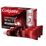 Kit Creme Dental Colgate Luminous White Carvão Ativado Com 3 Unidades