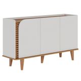 Balcão Aparador Buffet 3 Portas 136cm Madrid C05 Off White Matte Freijó Mpozenato