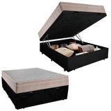 Cama Box Baú Casal Suede + Colchão Sereneprime Molas Ensacadas 138x188x69 Cor:preto