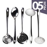 Jogo Utensílios Cozinha Em Aço Inox Kit 5 Peças Gourmet Mix