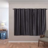 Cortina Blackout Pvc Com Tecido Voil Xadrez 2,80 M X 1,60 M - Preto