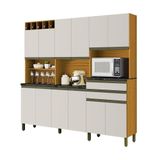 Cozinha Compacta Com 12 Portas 2 Gavetas 100% Mdf Malbec Prime Rio Doce Amendoa-off White