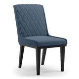 Cadeira Sala De Jantar Base Madeira Preto Sofia Suede Azul Marinho D03 - D&#39;rossi