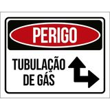 Placa Perigo Preta Tubulação De Gás 27x35