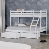 Beliche Com Cama Casal Dreams Com 02 Gavetas Madeira Maciça Branco Megamobilia