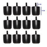 Kit 12 Pés Para Cama Box Baú Queen Ou King Jr Preto Altura 4cm Madeira Maciça