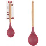 Colher De Silicone Multiuso Vermelho Cabo Madeira 32 Cm Well