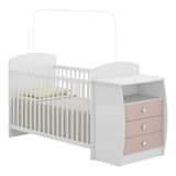 Berço Cômoda Com Colchão Incluso Colinho De Mãe Multimóveis Fg2951 Branco/rosa