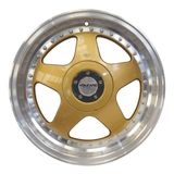 Kit 4 Rodas Aro 17x7 Euro Volcano 5x100/112 Diam. Dourado Et 38