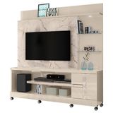 Estante Home Theater Alan Com Rodízios Calacata Off White - Madetec