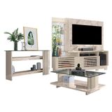 Estante Home Theater Com Pés E Aparador Com Mesa De Centro Frizz Plus Calacata Off White - Madetec