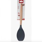 Colher De Silicone Multiuso Grafite Cabo Madeira 32cm - Well