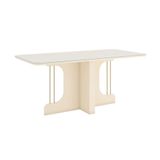 Mesa Sala De Jantar Mavi 1800mm Canto Arredon Com Vidro Off White - Henn