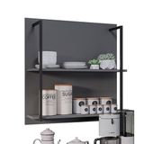 Prateleira Industrial Dupla Cozinha Suspenso Painel Parede Eri 70,5cm Grafit M12 - D&#39;rossi