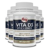 Kit 5 Vitamina D3 + C + Zinco Vitafor 60 Cápsulas 1g