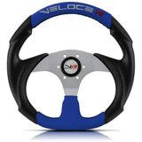 Volante Esportivo 33 Cm Sem Cubo  Veloce Racing Prata E Azul Acessórios Para Buguy Brb Fyber