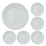 Jogo Com 6 Pratos Para Jantar Porcelana 24,5 Cm Bar Hotel Germer