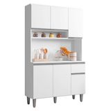 Kit Armario Cozinha 105cm Compacta 6 Portas Marcia Branco Aj