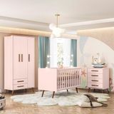 Quarto De Bebê Q Encanto Retrô Ambiente Rosa Acetinado - Qmovi