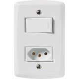 Conjunto 4x2 Com 1 Interruptor Simples 10 A 250 V E 1 Tomada 2p+t 20 A 250 V Tramontina Lux2 Branco