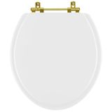 Assento Sanitário Laqueado Convencional Oval Branco - Ferragem Dourada