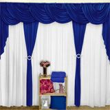 Cortina Idealle Para Varão Em Malha 3,00m X 2,60m Sala Quarto Top - Azul