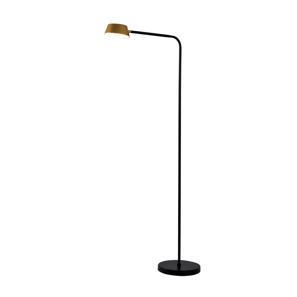 Abajur De Coluna Nordecor Zavi 124cm Led Bivolt Ouro Fosco / Preto 2552