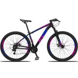 Bicicleta Aro 29 Ksw 27v Freio Hidráulico C-trava E K7 11-40 - Preto-azul E Rosa - 17&quot;