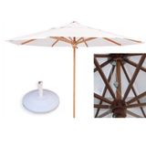 Ombrelone Guarda Sol 3,00 Metros De Madeira Com Base Branco