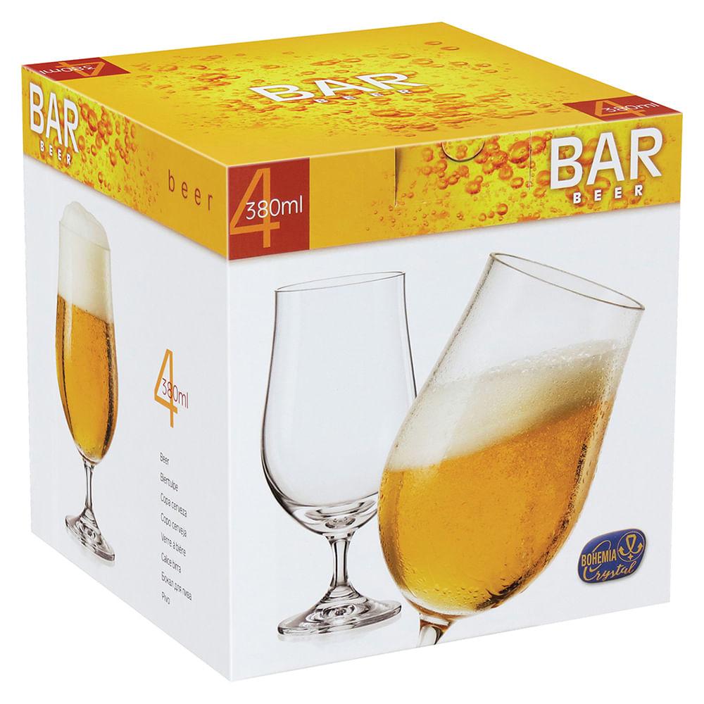 Taça Cerveja 17x8x8cm 380ml Cristal Transp Bohemia Bar 4 Peças