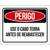 Placa Perigo Use Cabo Terra Antes Reabastecer 27x35