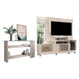 Estante Home Theater Com Rodízios E Aparador Frizz Plus Calacata Off White - Madetec