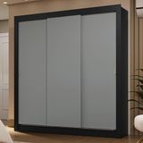 Guarda-roupa Casal 3 Portas De Correr Preto/cinza Sublime Madesa Preto/cinza