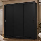 Guarda-roupa Casal 3 Portas De Correr Preto Sublime Madesa Preto