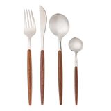 Faqueiro 24 Pçs Aço Inox E Cabo Estampa De Madeira Organic