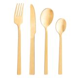 Faqueiro 16 Peças De Aço Inox Athenas Dourado